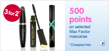 500 points on selected Max Factor mascara's
